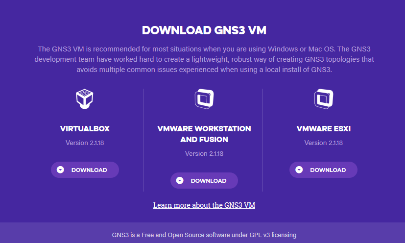 GNS3 VM 2.1.18 VMware Workstation and Fusion Version的图片