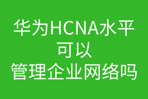 华为的HCNA水平可以管理企业网络吗